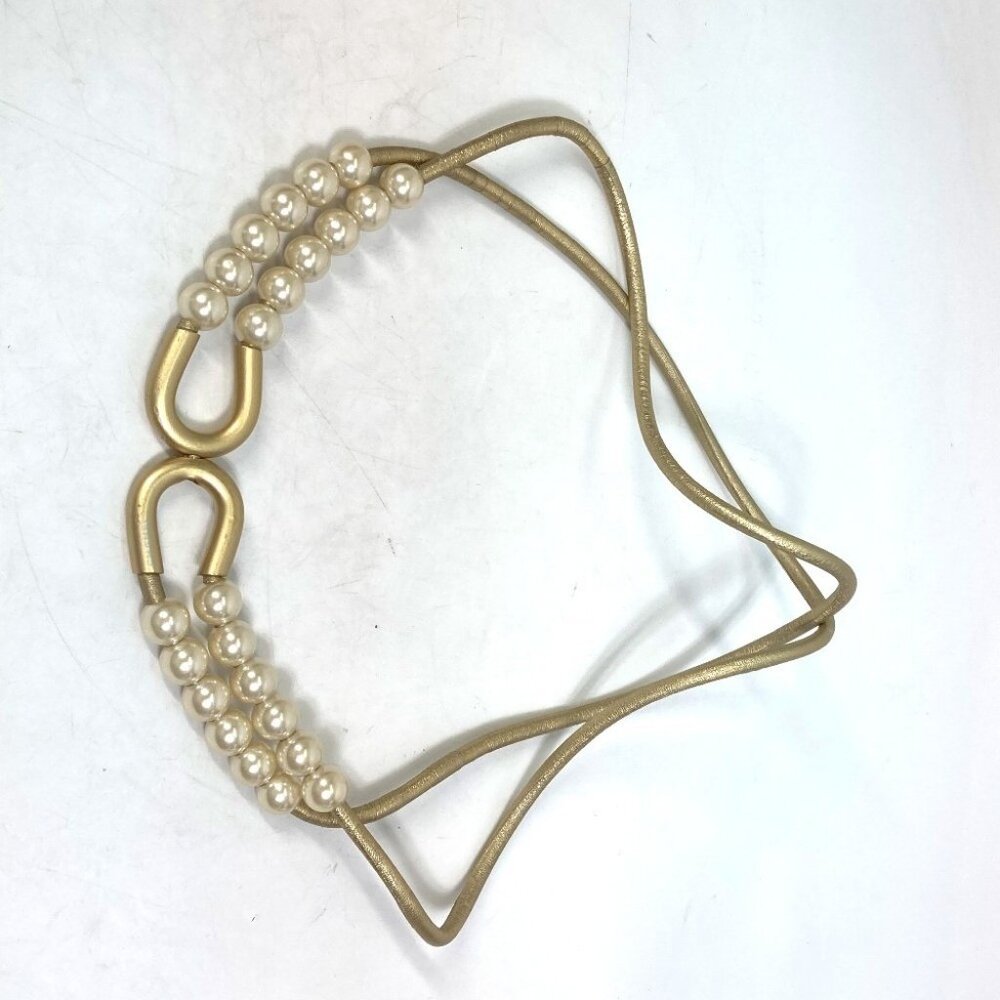 CHANEL 01C Faux pearl belt Leather Gold - Picture 3 of 12